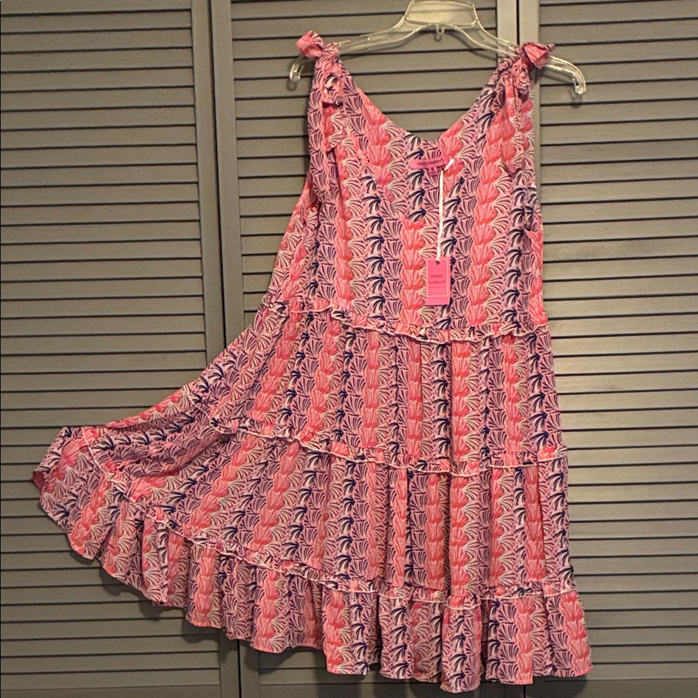 Simply Southern Pink and Navy Patterned Tiered women’s Dress
